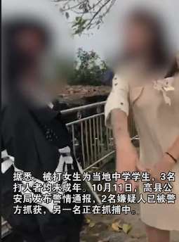 四川宜宾一女生被3人围殴扇耳光