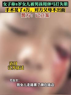 女子称8岁女儿被男孩用弹弓打失明