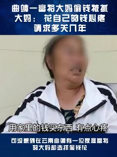 曲靖一富裕大妈偷钱被抓 自称花自己钱心疼