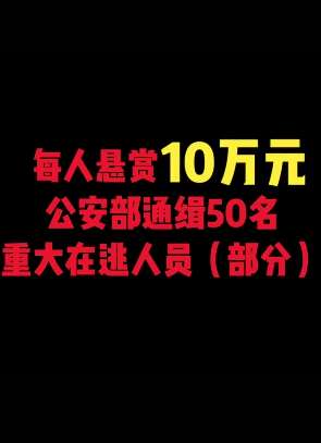 公安部通缉50名重大在逃人员