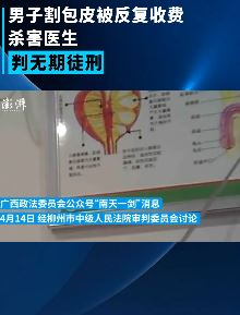 男子割包皮遭反复收费将医生杀害获无期