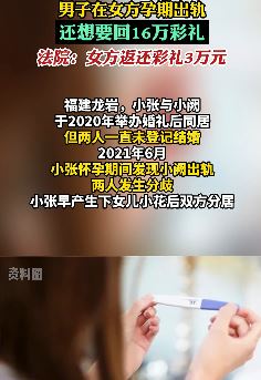 男子在女方孕期出轨想要回16万彩礼