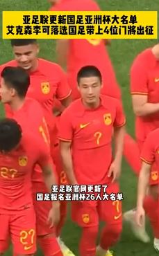 国足出站亚洲杯26人大名单公布 艾克森、李可落选