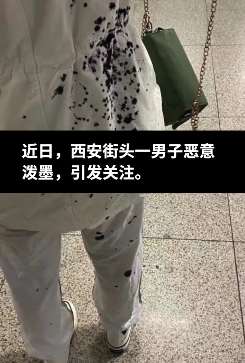 西安一男子街头恶意向年轻女子泼墨被抓