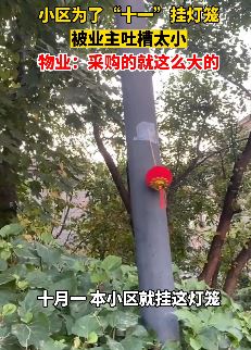 沈阳一小区迎“十一”挂的灯笼遭业主吐槽