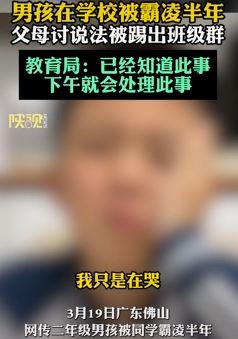 广东佛山一男孩学校遭霸凌 父母讨说法被踢出班级群