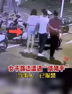 海口一女孩路边遭男子"咸猪手"