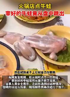 南京一网友火锅店吃牛蛙竟跳出盘