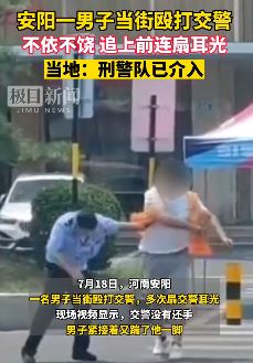 河南安阳一男子当街殴打交警连扇耳光