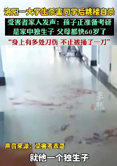 洛阳一大学生杀害同学后跳楼自杀 受害者系家中独子