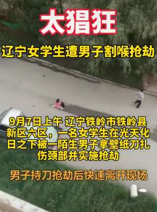 辽宁一女学生遭男子割喉抢劫