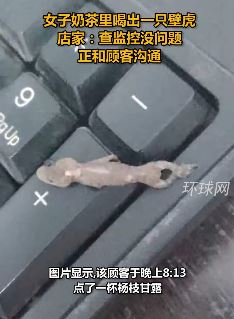 太恶心！女子喝奶茶喝出一只壁虎吓得大叫！