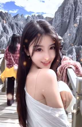 amazing甜甜景区游玩突露香肩 网友:猝不及防小鹿乱撞