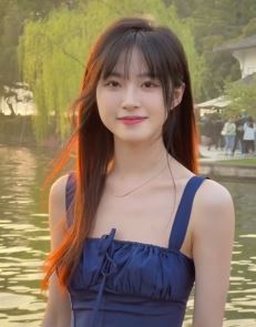 甜美小姐姐「水冰月」穿蓝色长裙分享景区随拍 网友:人群中如此耀眼