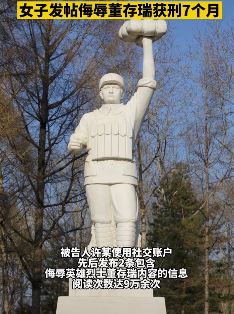 女子发贴侮辱董存瑞获刑7个月，英雄烈士名誉不容侵害！