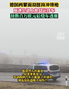德国一辆运钞车遭抢劫 劫匪抢完后烧车逃跑