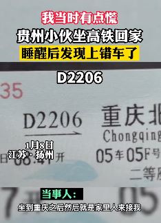小伙坐高铁回家 一觉醒来发现上错车