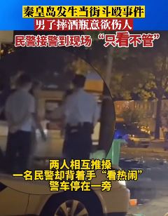 河北秦皇岛发生当街斗殴 民警到场背手"看热闹"