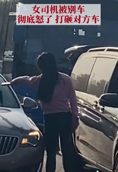 济南一女司机被别车 当街打砸对方车辆