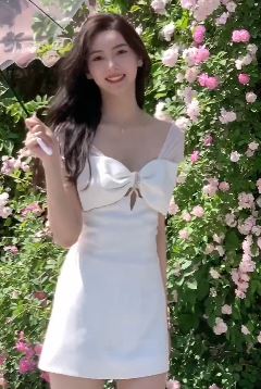 网红美女「金_肉肉」穿白色仙女裙户外随拍 配文:蔷薇花开是五月的浪漫