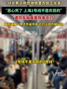 上海一男子地铁里抱怨农民工太多恶心遭殴打