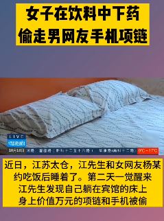 男子网恋奔现，女子暗中下药偷走其手机项链！