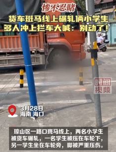 海口一货车斑马线上碾轧2小学生