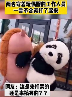 江苏宜兴2名穿着玩偶服工作人员打架