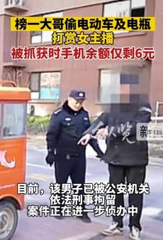 傍一大哥为打赏女主播疯狂偷盗电动车被抓