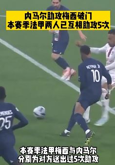 法甲：巴黎1比0里昂 内马尔助攻梅西破门