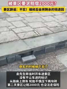 浙江金华一男子称开车压坏景区2块砖被索赔2000元