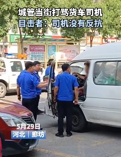 河北廊坊一货车司机街头遭城管打骂