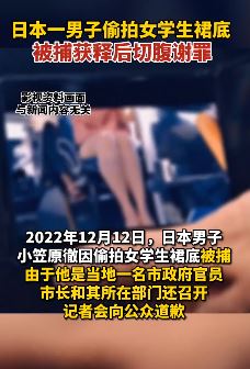 日本一男子偷拍裙底被捕获释后切腹
