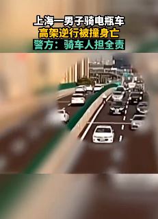 上海一男子骑电车高架逆行被撞身亡