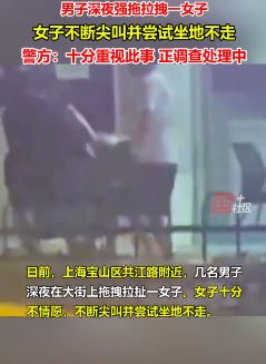 上海4男子深夜强行拖拉拽一女子