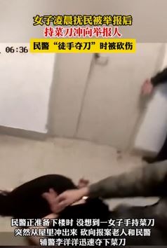 女子扰民被举报持刀砍伤民警