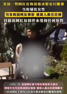 美国一男子在韩国当街骚扰女性被打