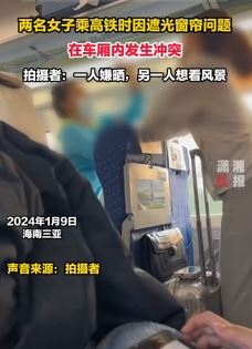 一人嫌晒，另一人想看风景！2女子高铁上因窗帘问题起冲突互殴！