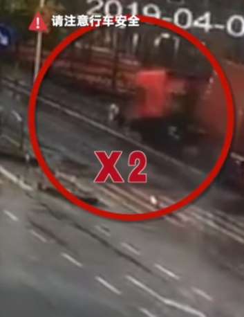 大货车失控,一位路人与死神擦肩而过!