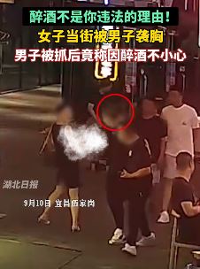 醉酒男当街袭胸猥亵女子被抓