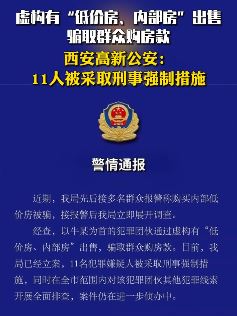 西安多人购买低价房被骗 警方逮捕11名犯罪嫌疑人
