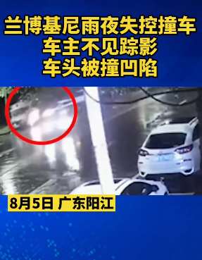 广东阳江一辆兰博基尼失控撞车 车主不见踪影