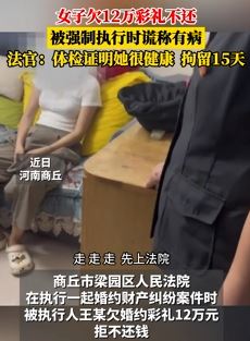河南商丘一女子欠12万彩礼不还被强制执行