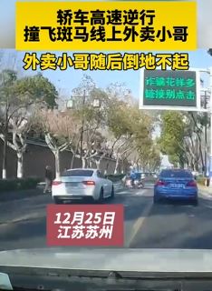 苏州一私家车逆行撞飞斑马线上外卖小哥