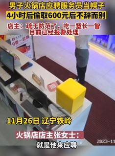 辽宁铁岭一男子应聘服务员为幌子盗取600元后逃走