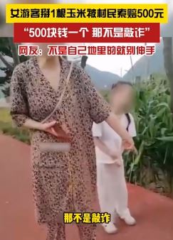 女游客掰1根玉米被当地村民索赔500元