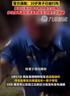 南京一男子因行车问题辱骂他人被拘