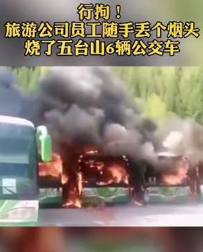 旅游公司员工随手丢烟头烧6辆公交车