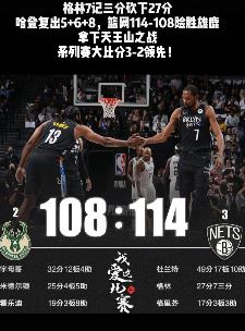 篮网胜雄鹿拿下天王山之战 杜兰特49分