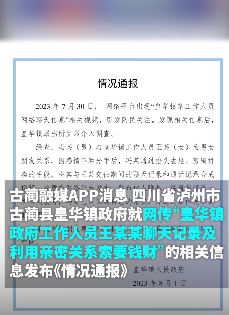 泸州皇华镇政府通报公职人员涉不雅聊天：系男女朋友，分手后男方报复